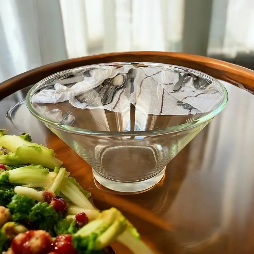 Vintage Anchor Hocking Clear Glass Flared Salad Serving Bowl MCM